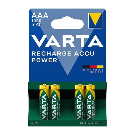 Įkraunamos baterijos VARTA Recharge Accu Power, AAA (R03), 1000 mAh, 4 vnt.