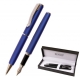Rašiklių rinkinys: plunksnakotis + tušinukas ASTON, Cresco, matinės mėlynos sp. korpusas, dovanų dėžutėje