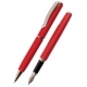 Rašiklių rinkinys: plunksnakotis + tušinukas ASTON, Cresco, raudonos sp. korpusas, su sidabro sp. detalėmis, dovanų dėžutėje