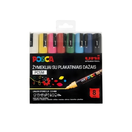 Žymeklis Uni Posca PC-5M, 8vnt.