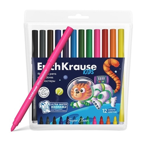 Flomasteriai KIDS ANIMALS SUPER TIP, ErichKrause, 12 sp.